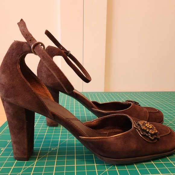 Aldo brown suede jeweled heels - Picture 3 of 7